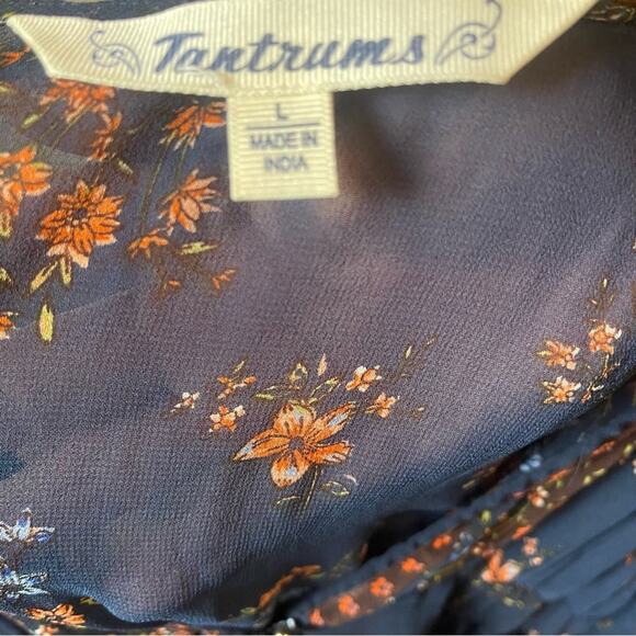 Trantrums Sheer Navy Blue and Floral Fabric Duster Women's Size Large - Picture 3 of 6